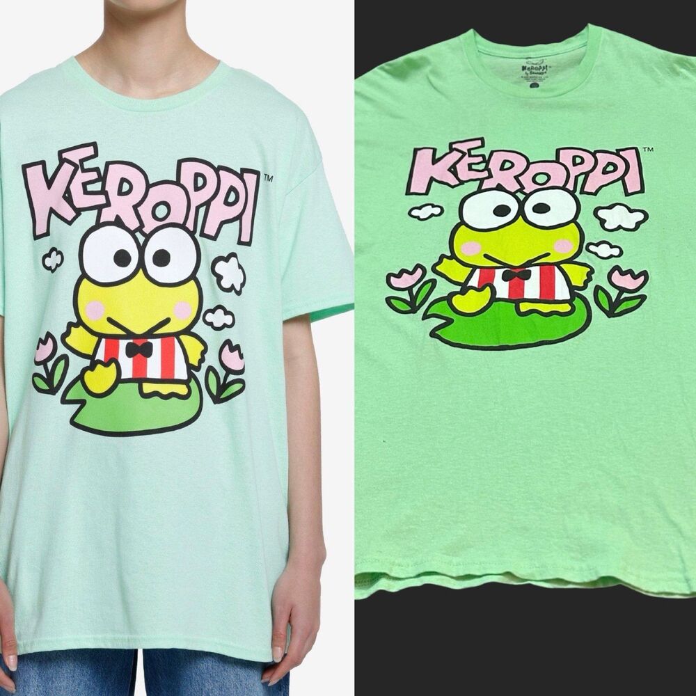 Sanrio Keroppi Short Sleeve Tee in Mint Green XL